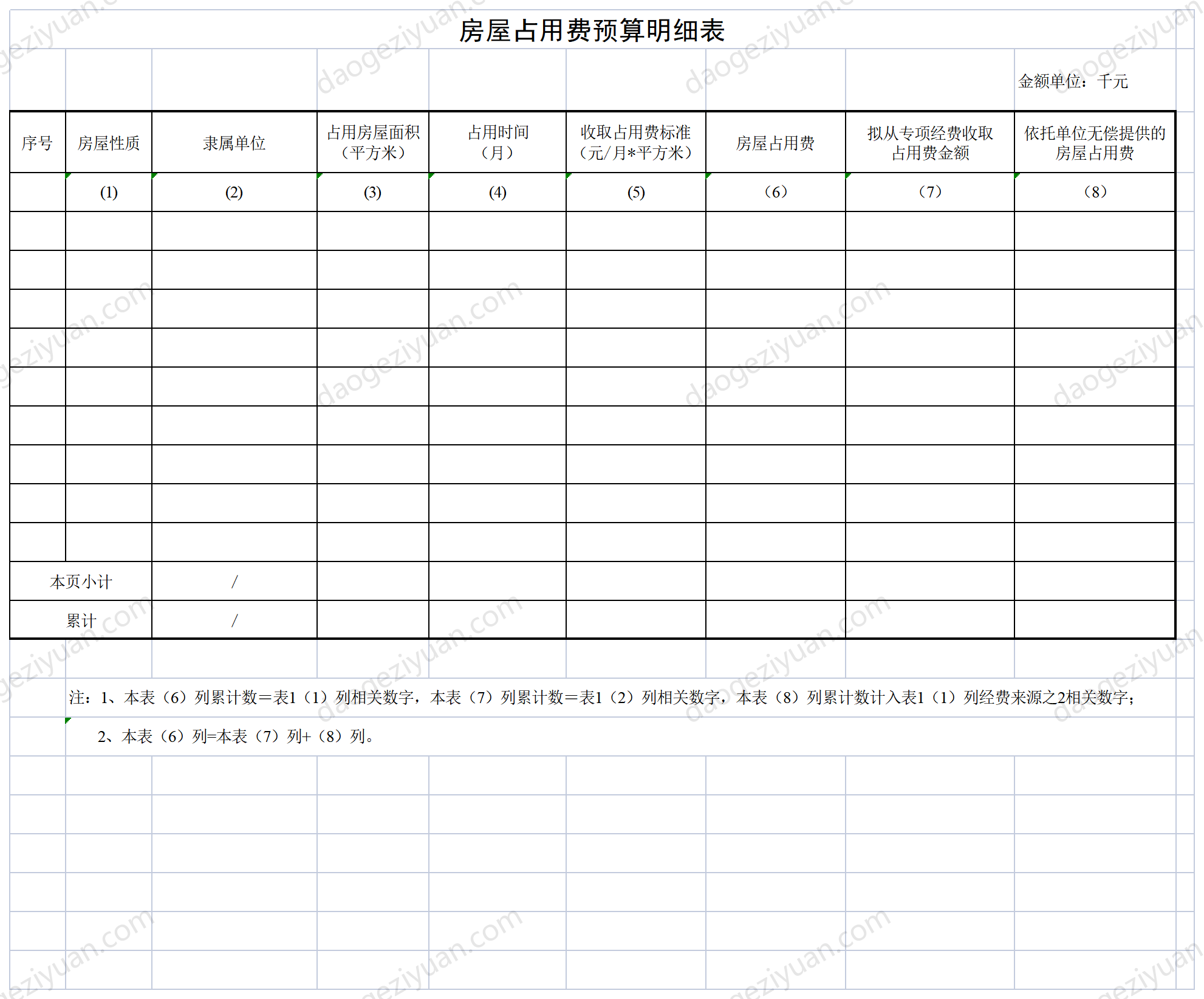 房屋佔用費預算明細表.xls