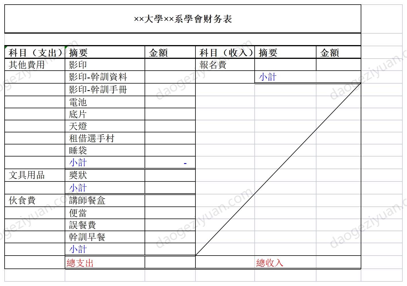 University Society Financial Statement.xls