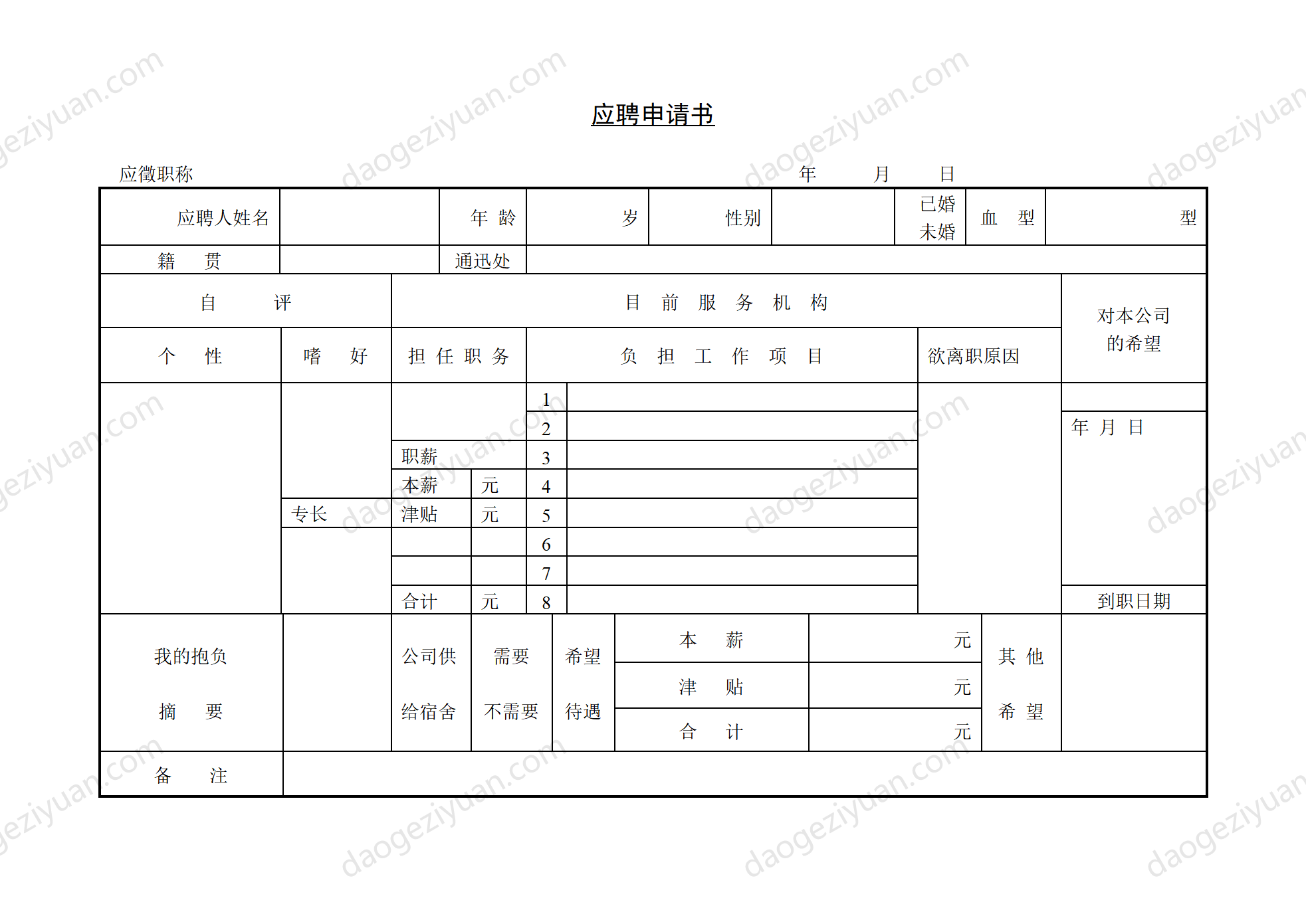 第十三节 应聘申请书.DOC