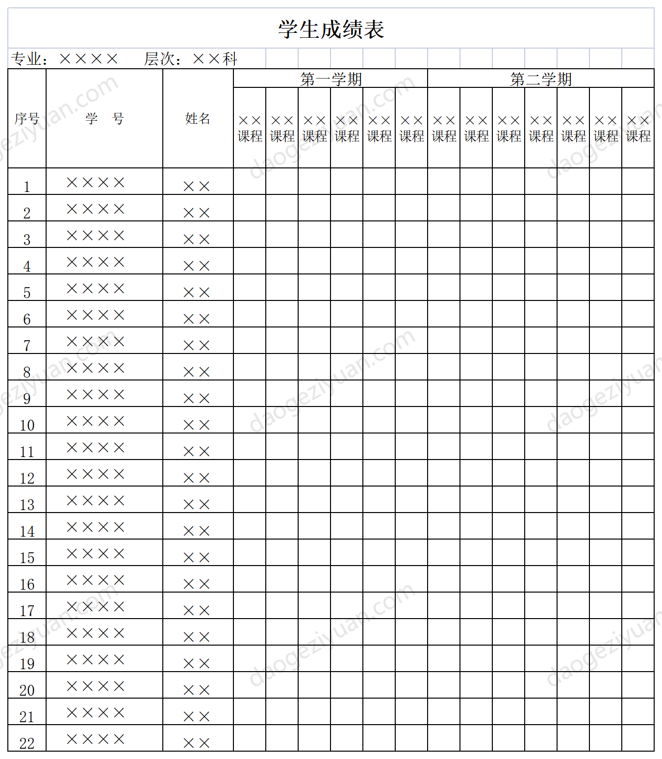 学生成绩表2.xls