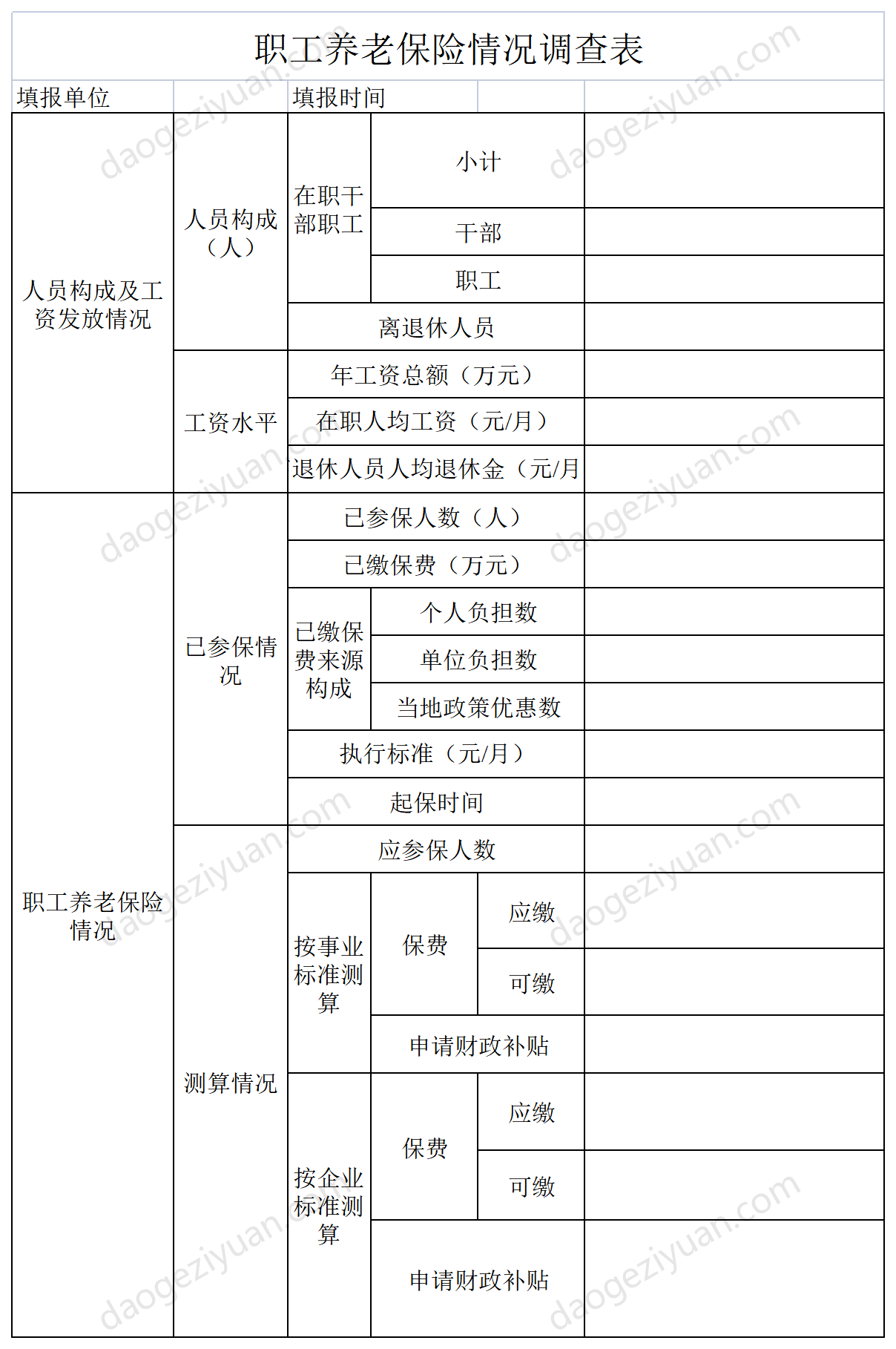 职工养老保险情况调查表.xls