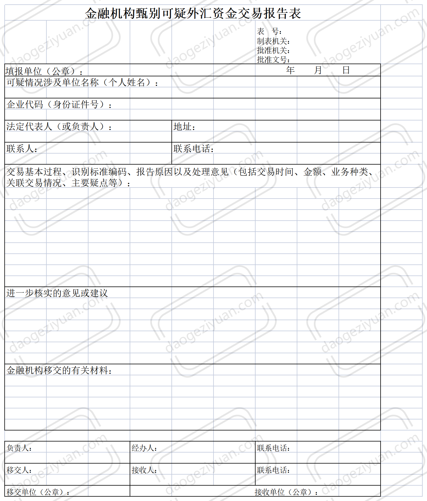 金融机构甄别可疑外汇资金交易报告表.xls