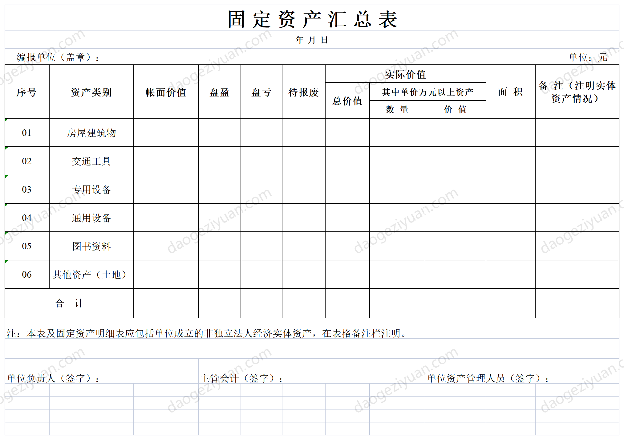 固定资产汇兑表.xls