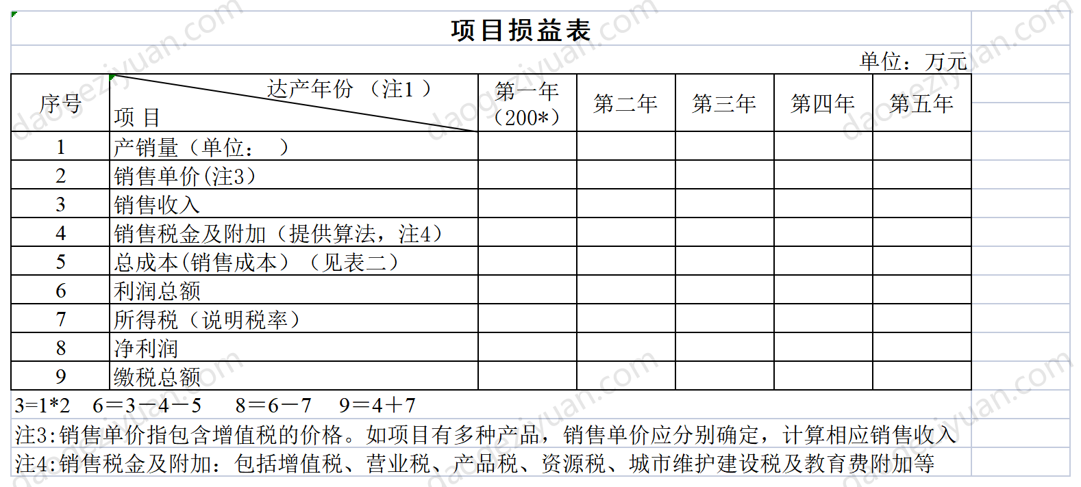 Project Income Statement.xls