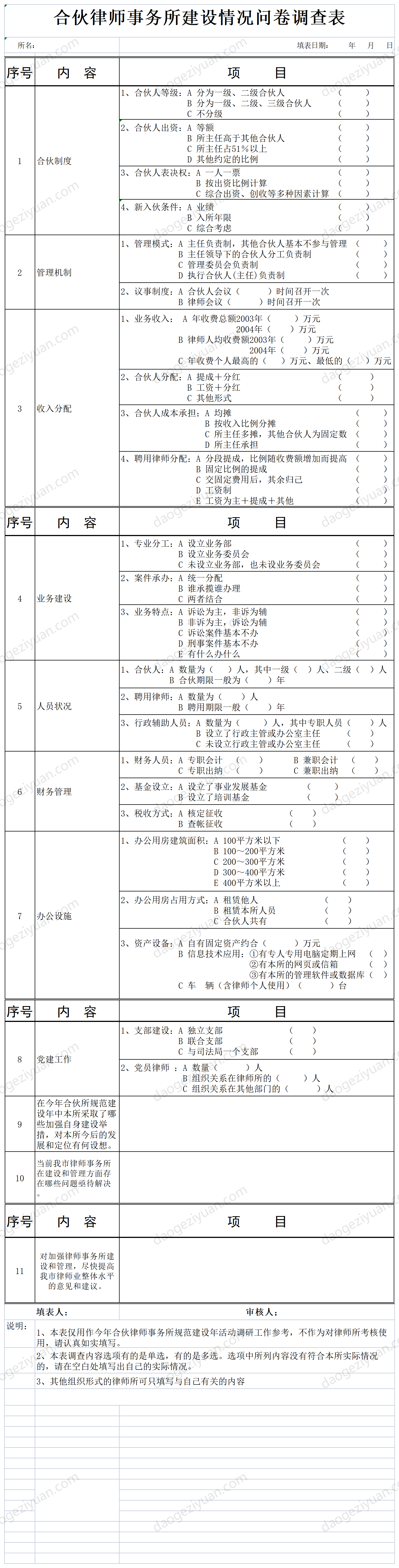 Questionnaire on the Construction of Partnership Law Firms.xls