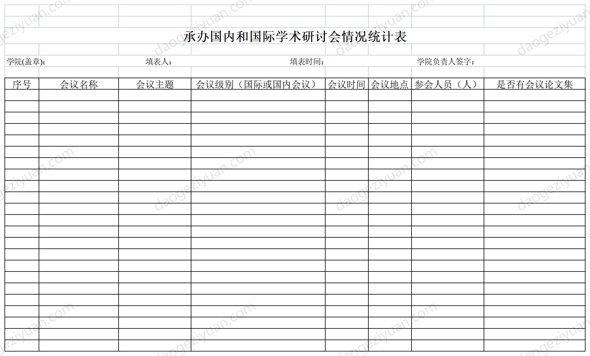 Statistical table of domestic and national academic seminars hosted by the college.xls