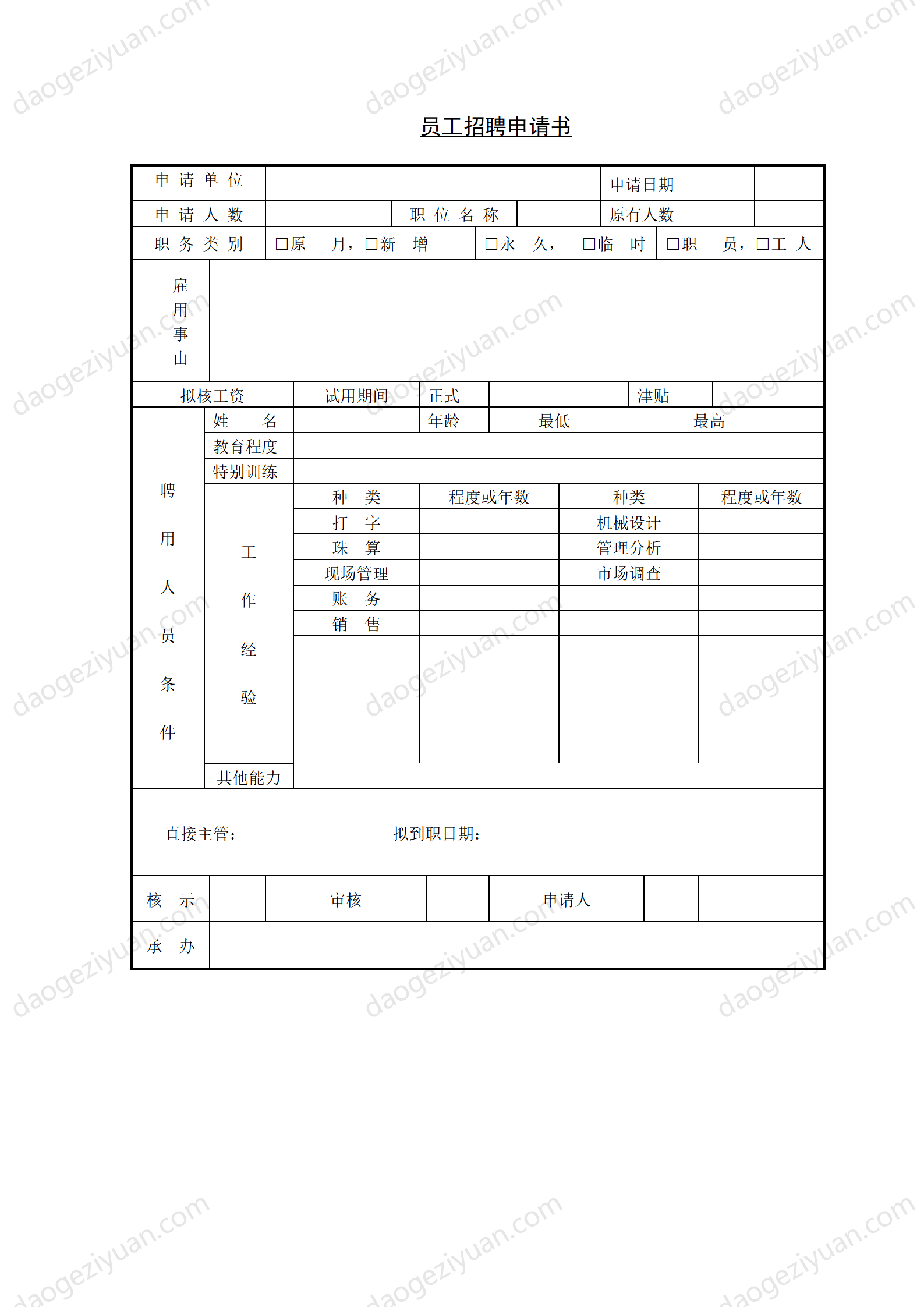 第四节 员工招聘申请书.DOC