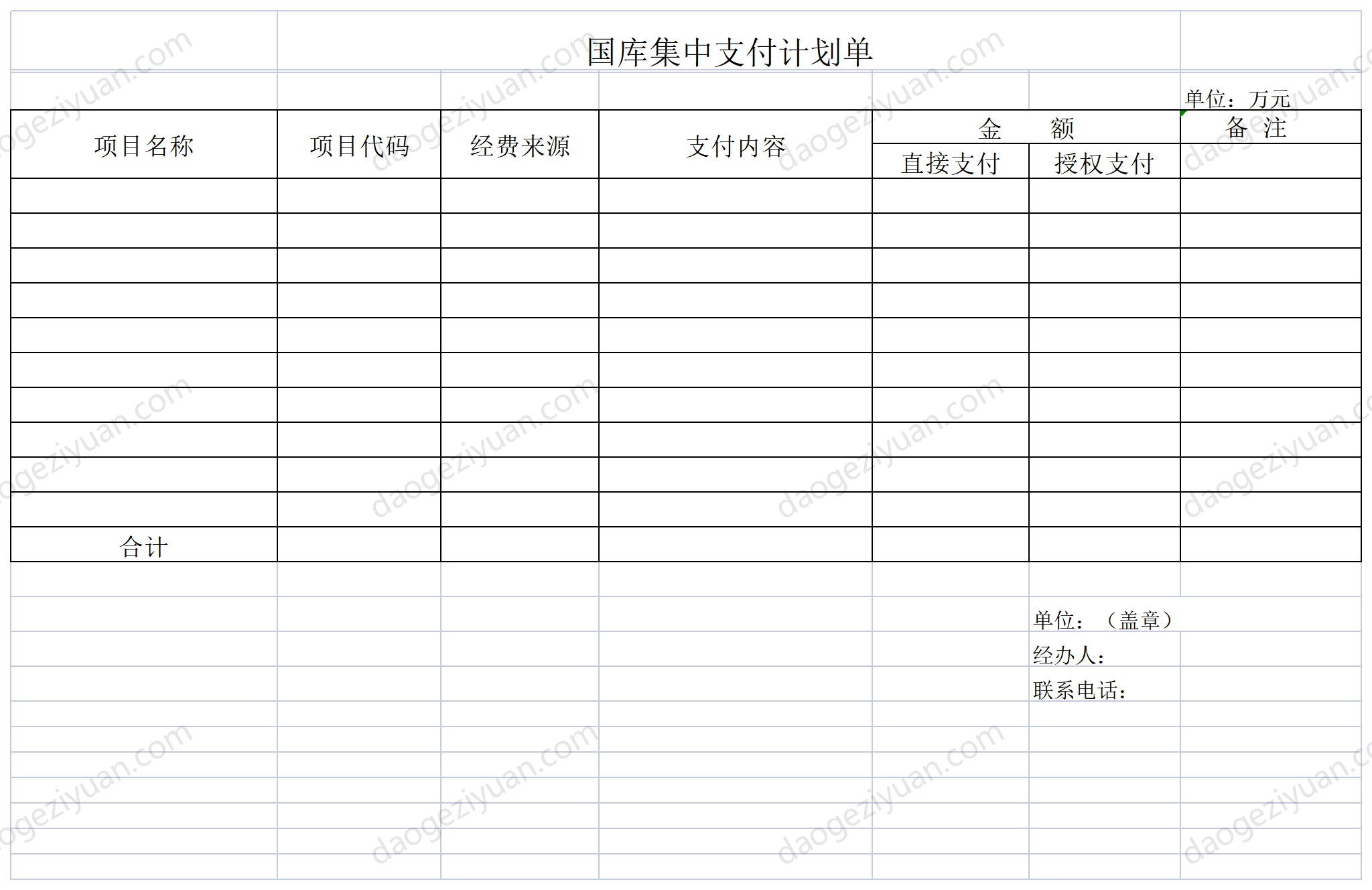 国库集中支付计划单.xls