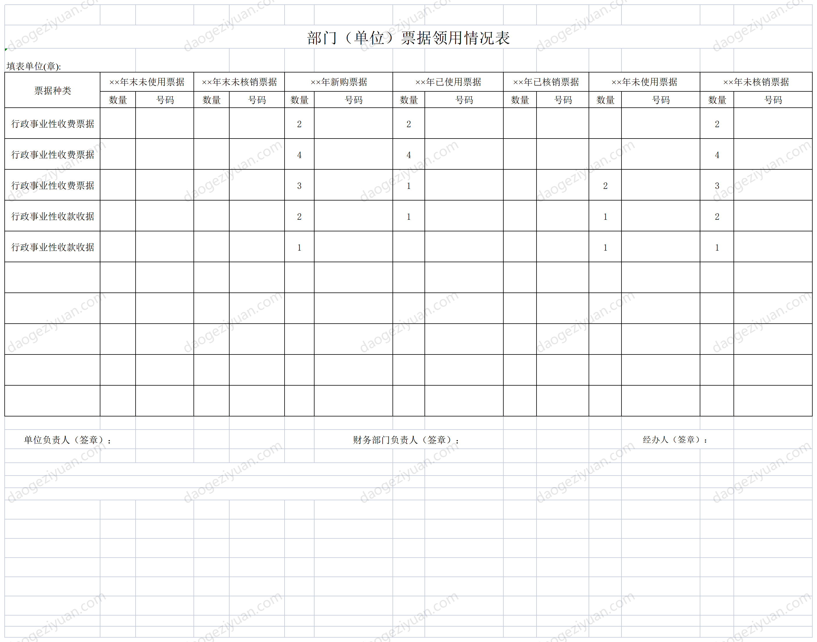 部門（單位）票據領用情況表.xls