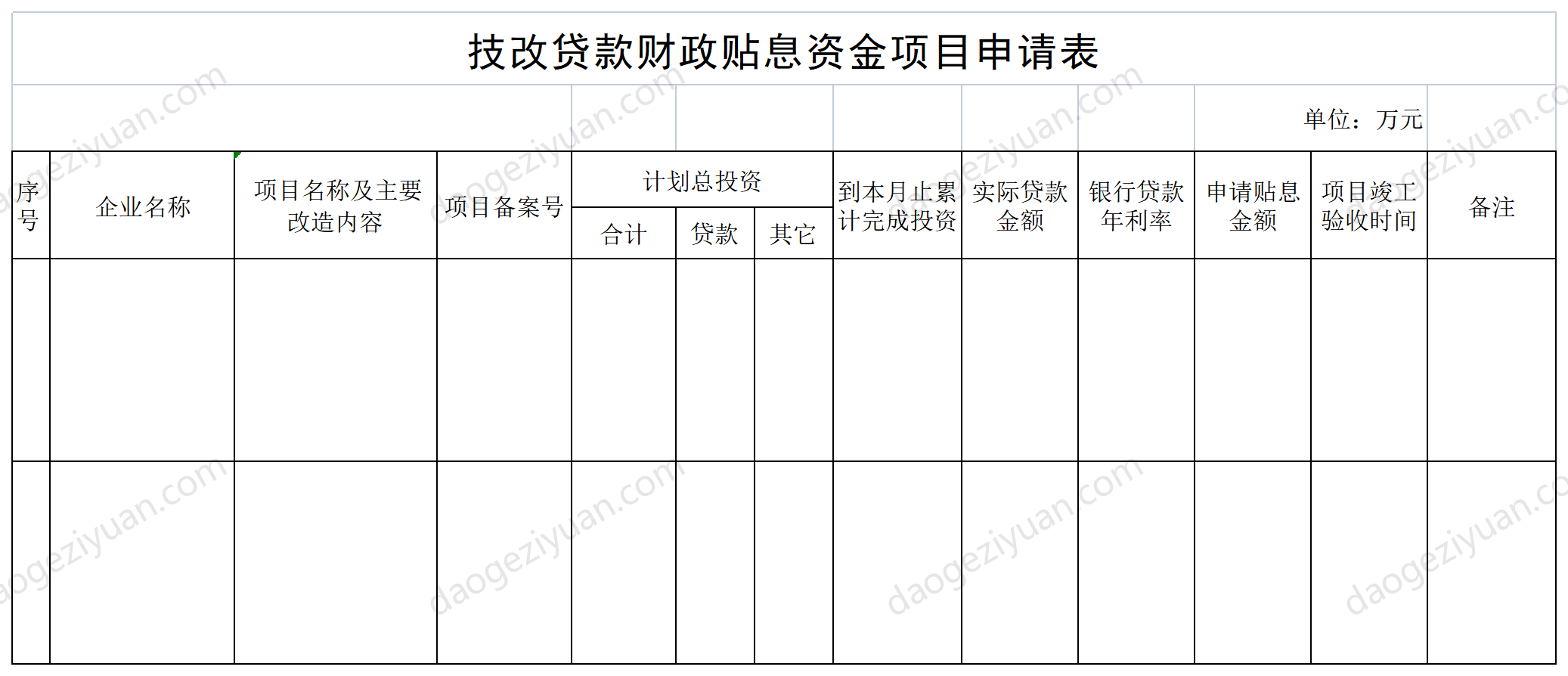 技改貸款財政貼息資金項目申請表.xls