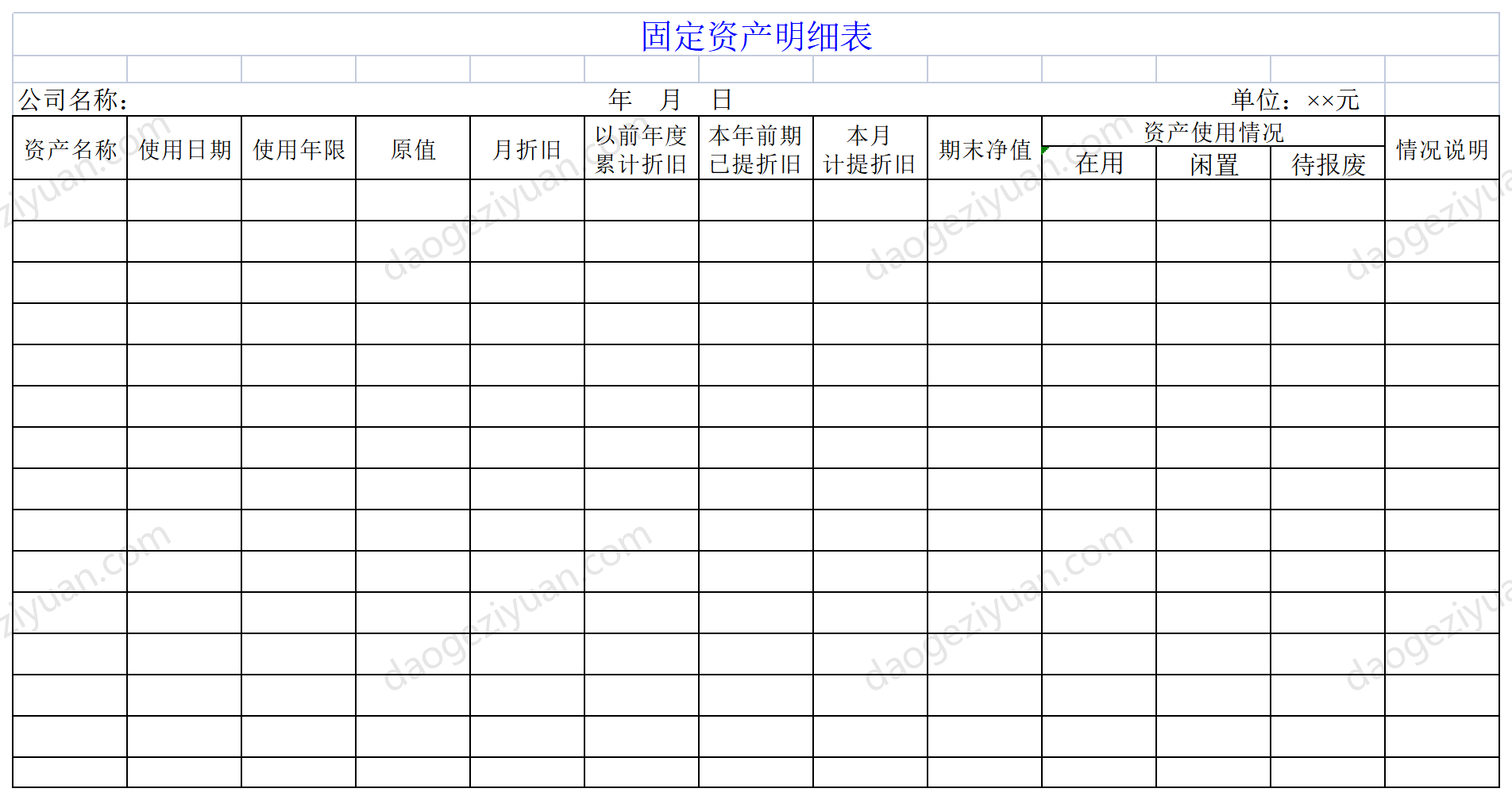 Fixed Assets Schedule.xls