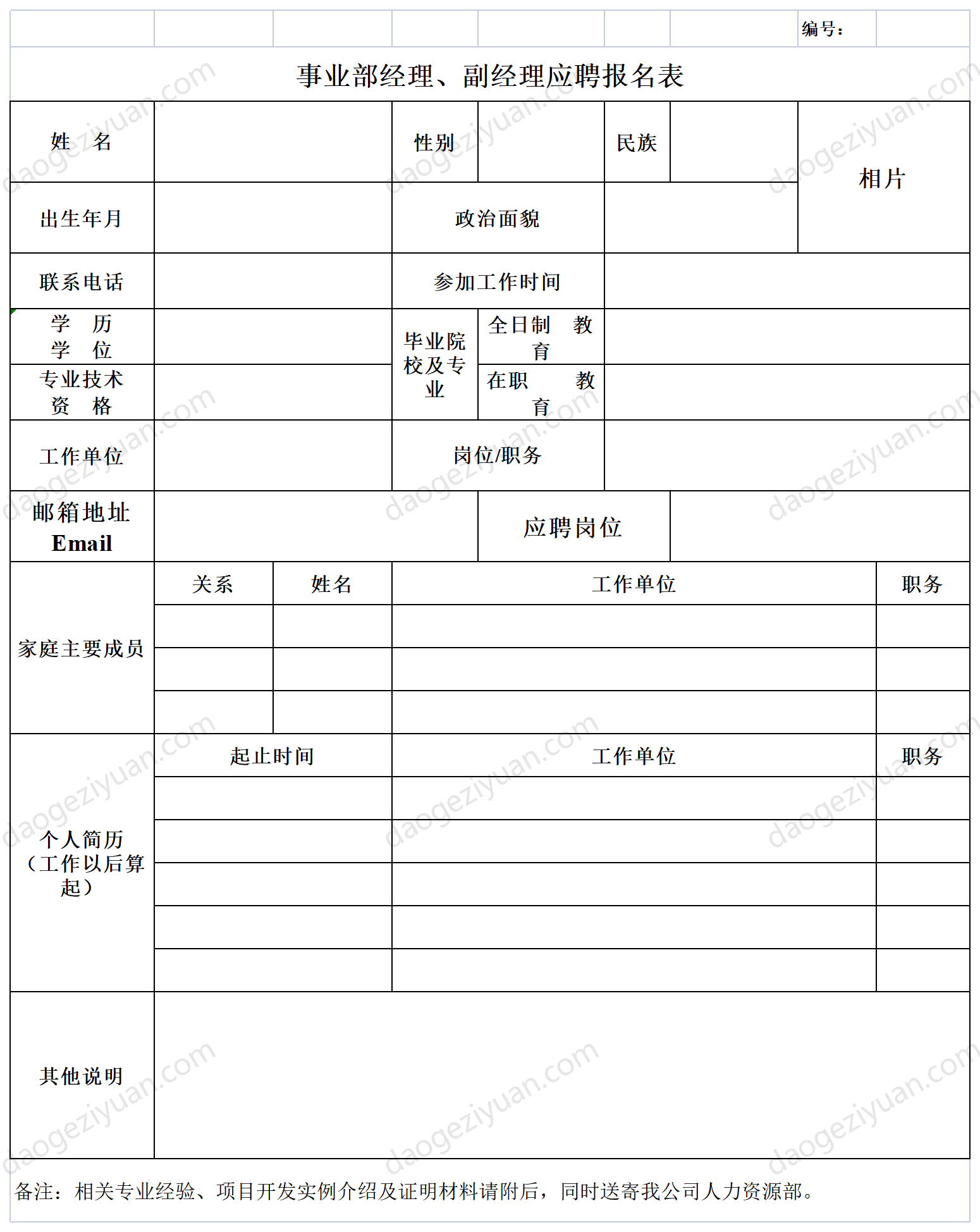 事業部經理、副經理應聘報名表.xls