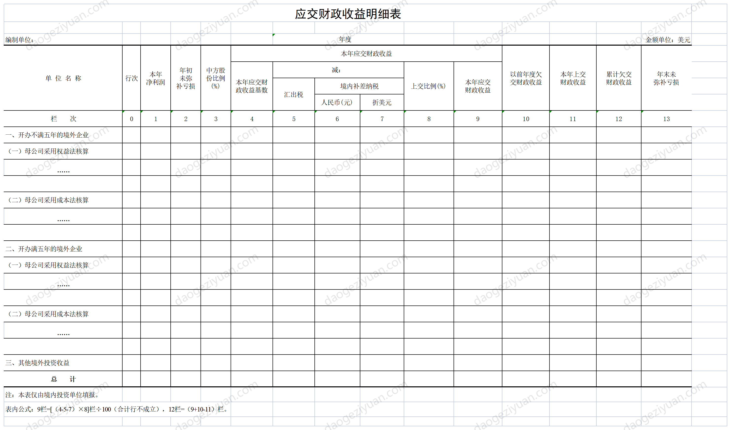 应交财政收益明细表.xls