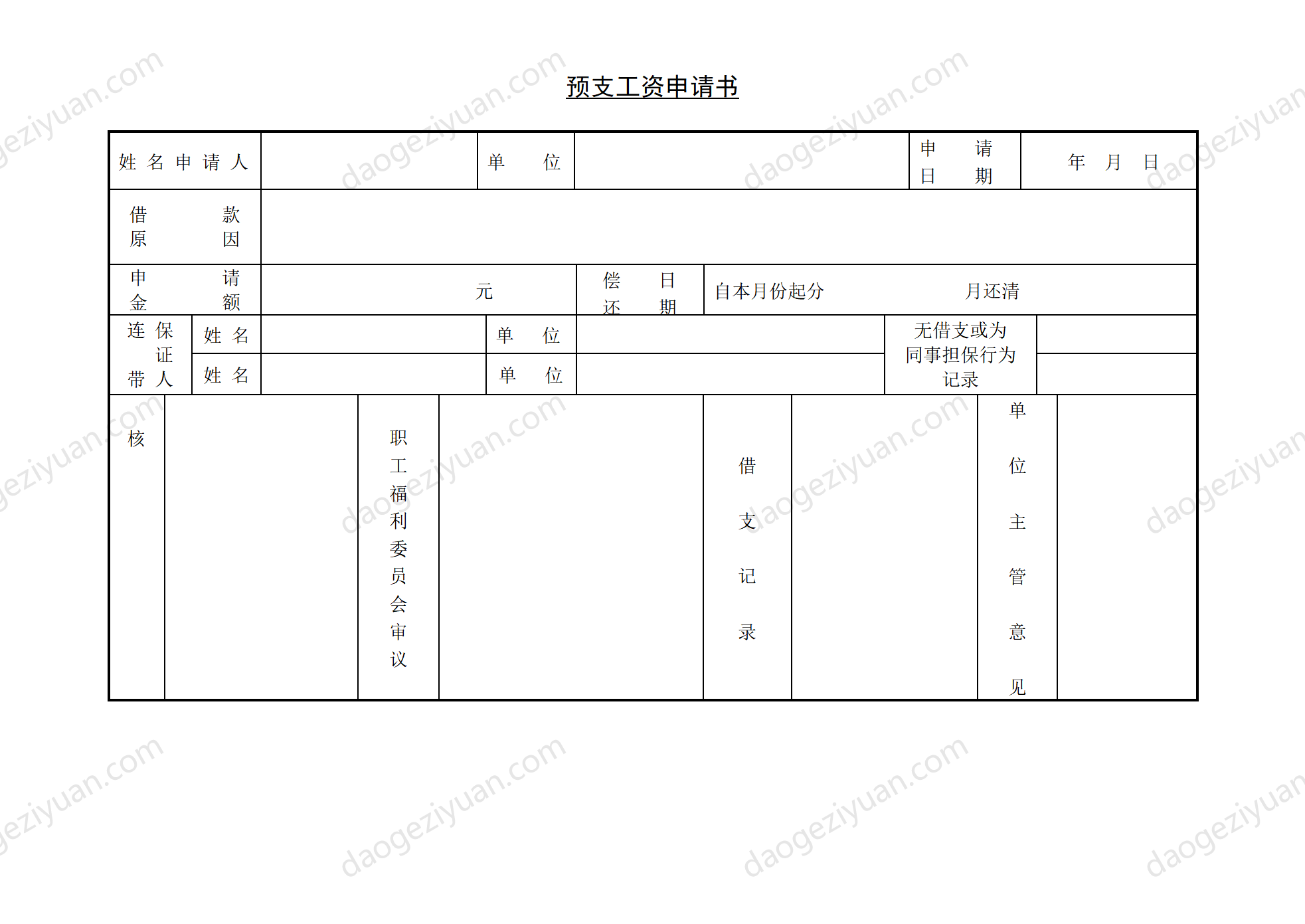 第三节 预支工资申请书.DOC