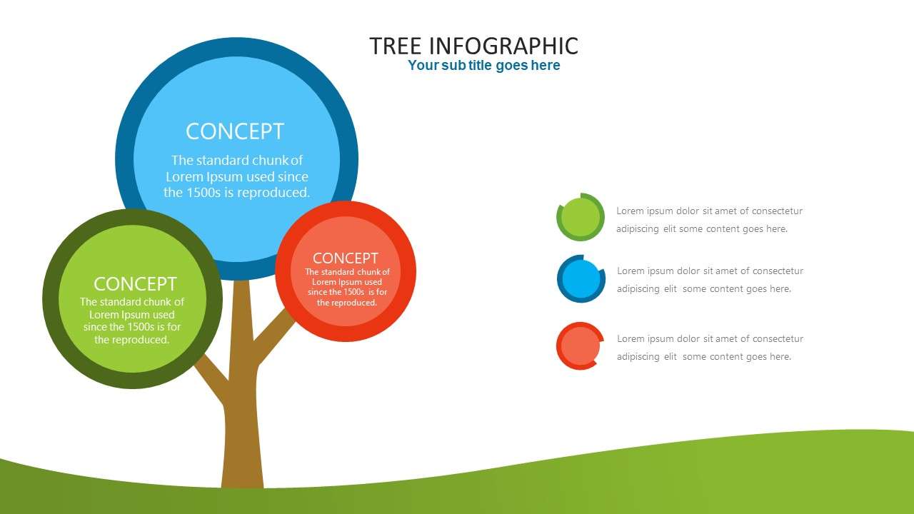 Tree-shaped three-item list PPT graphics