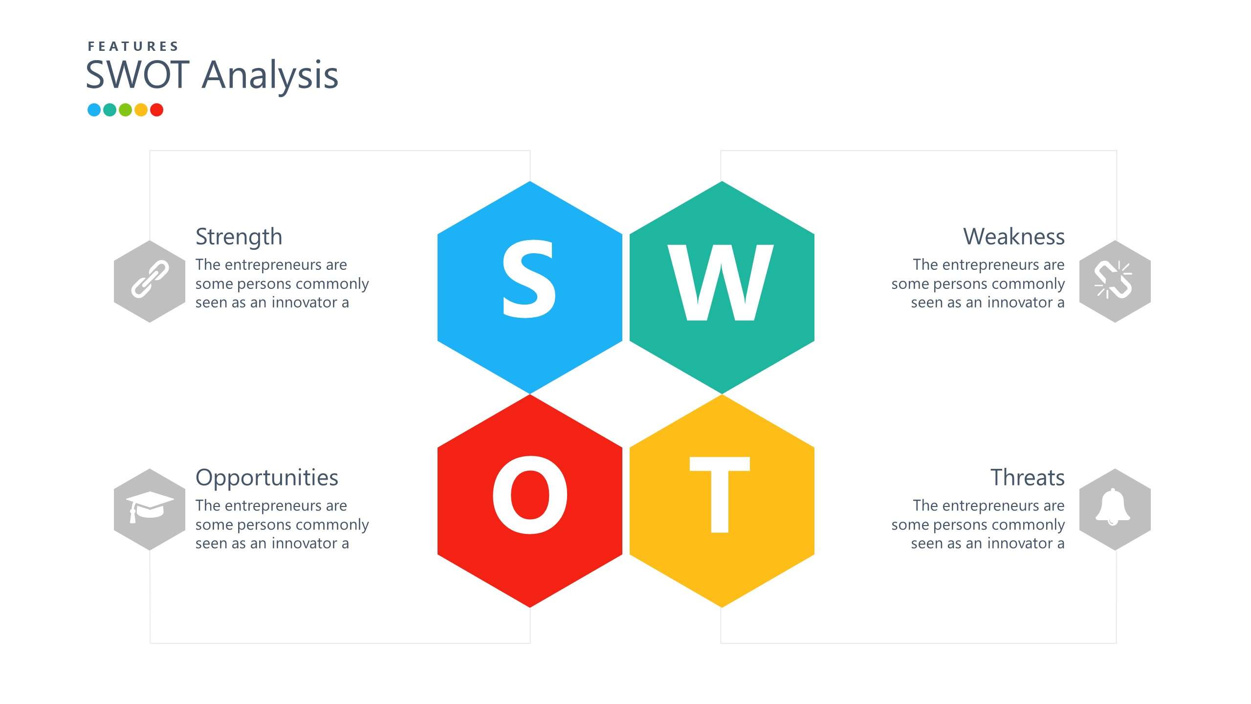 六邊蜂窩形SWOT分析PPT素材
