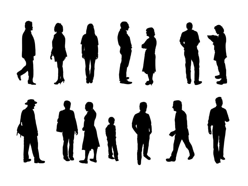 Various people silhouette PPT picture material