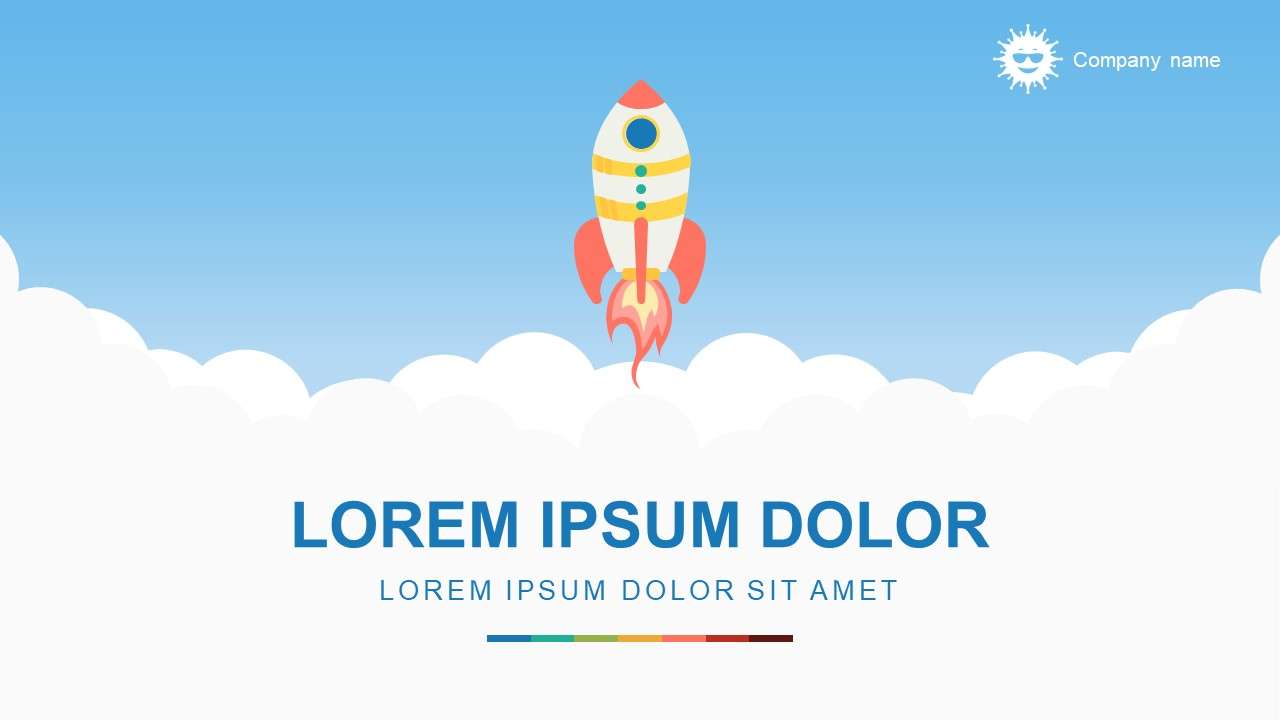 Fresh cartoon small rocket PPT template download