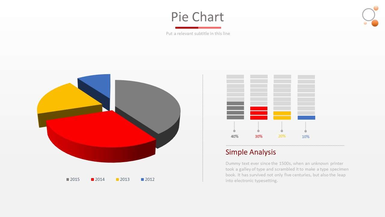 Three-dimensional separated PPT pie chart template