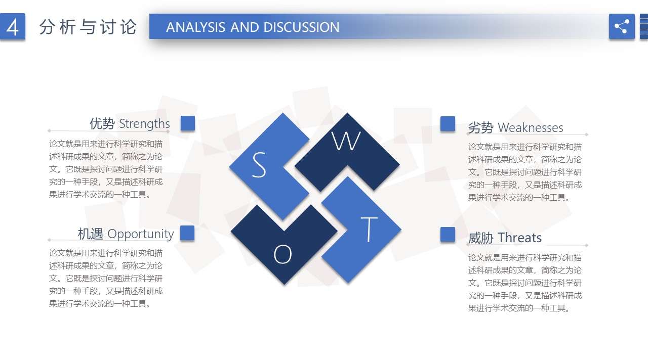 Blue fresh SWOT analysis PPT template