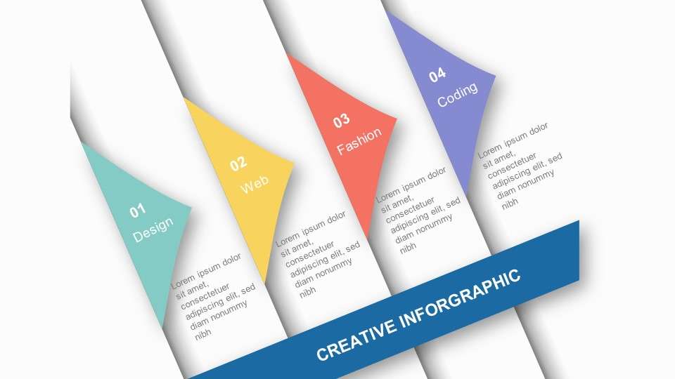 Creative crack effect four side by side PPT graphics