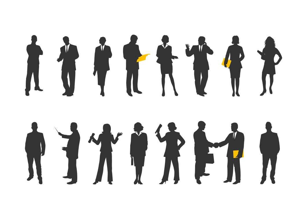 Workplace white-collar silhouette PPT picture material