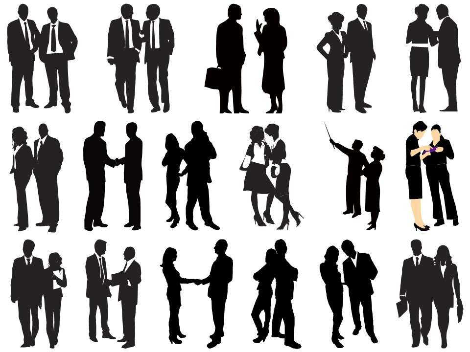 沟通合作团队剪影ppt素材