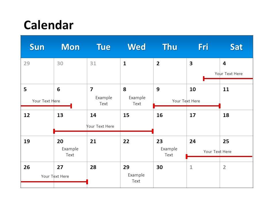 Work arrangement calendar PPT template material