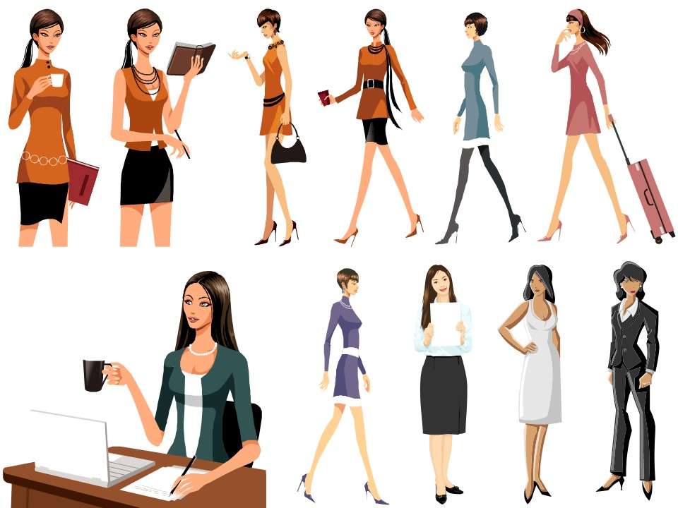 Vector color workplace white-collar PPT picture material