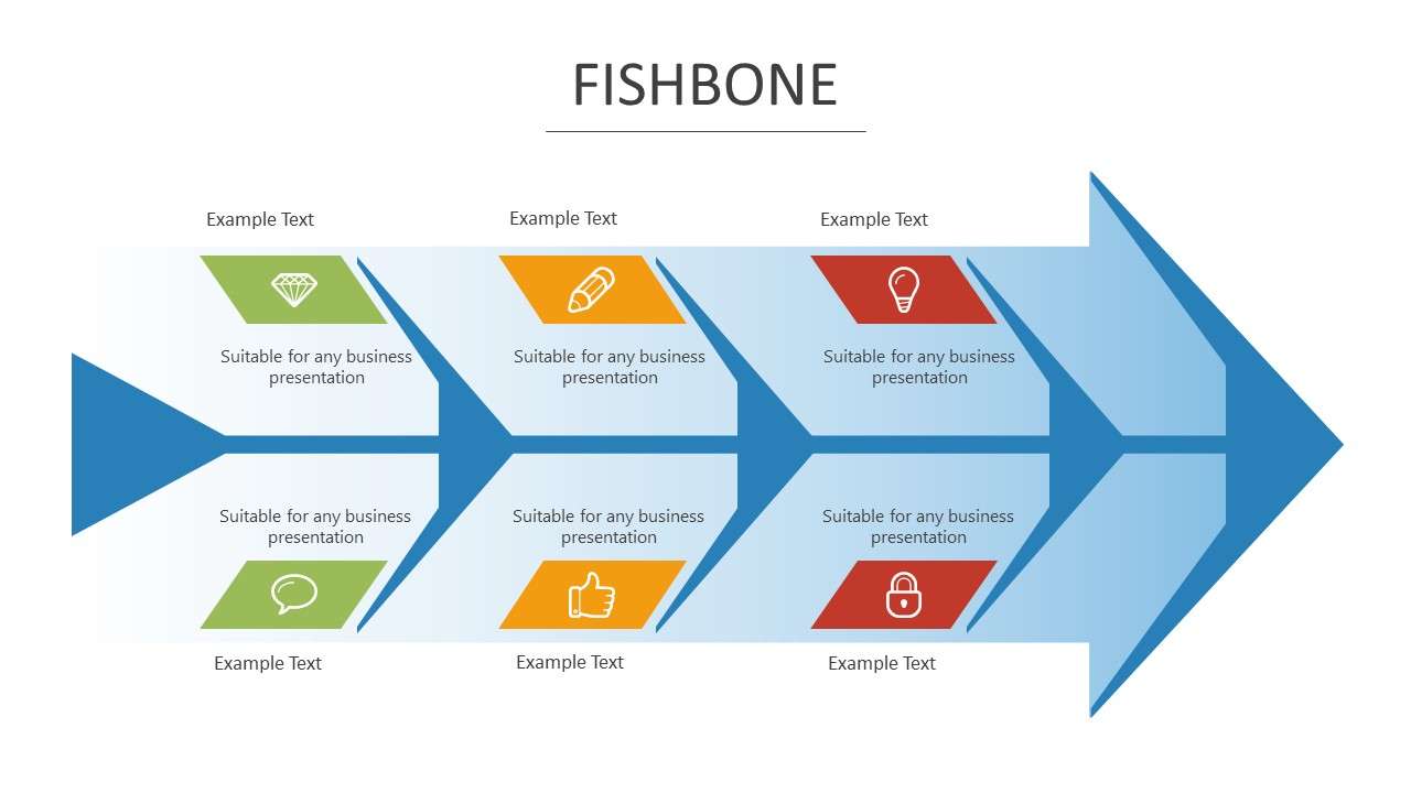 Big arrow fishbone diagram PPT graphic material