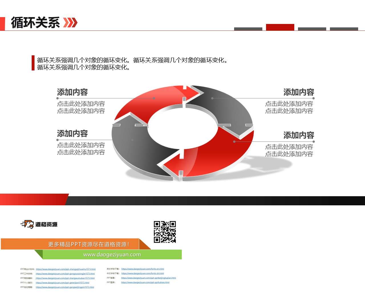 四项圆环循环关系PPT模板