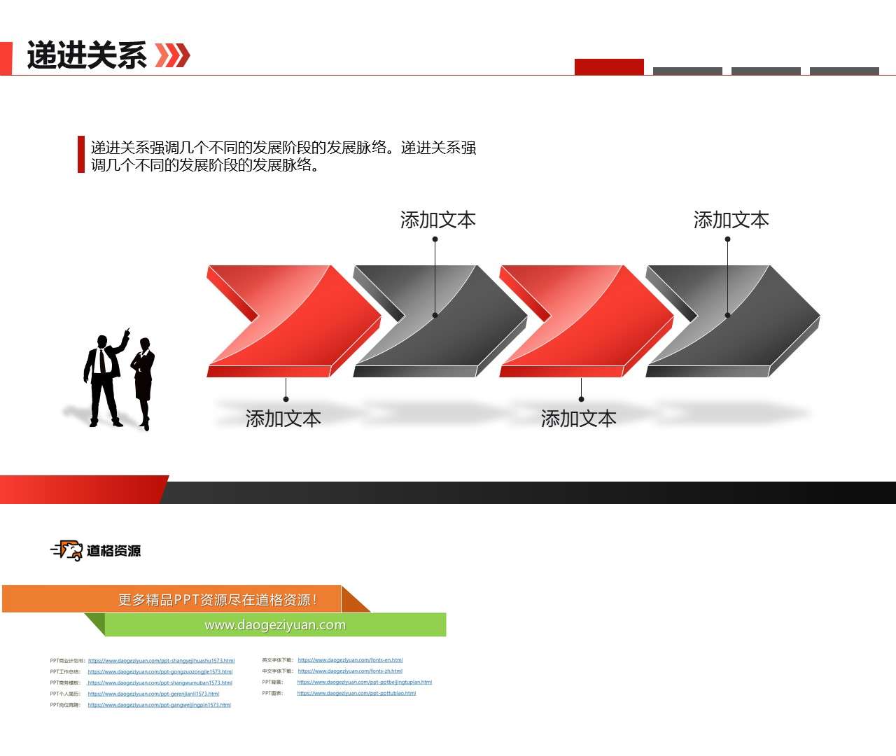 方向箭头递进关系PPT模板