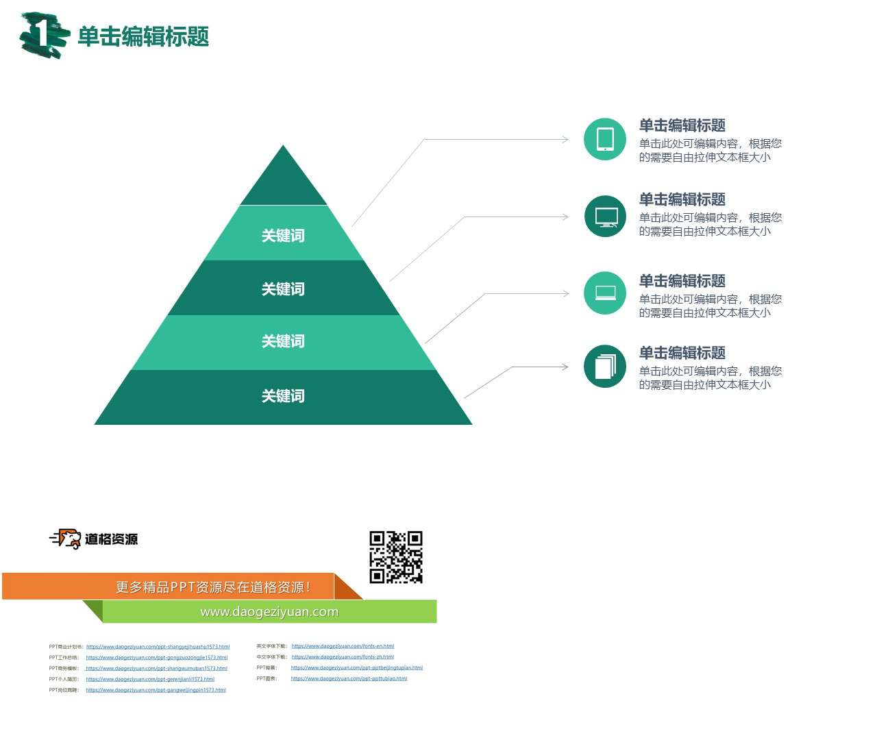 简约三角形层级关系PPT模板