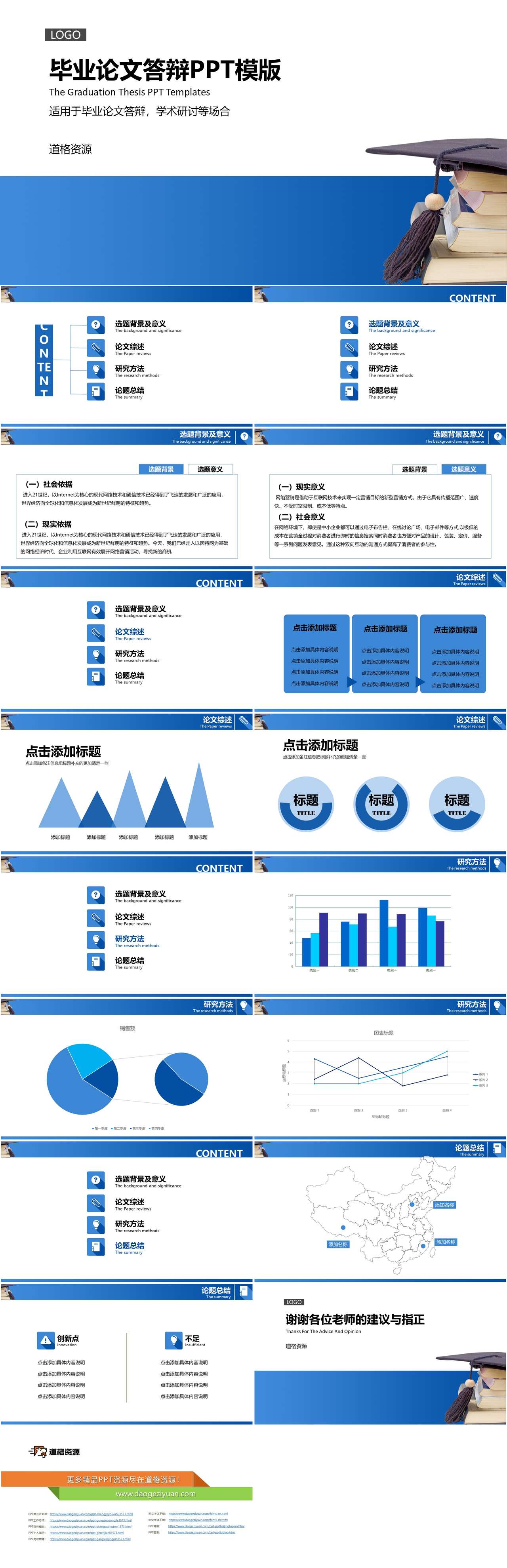 学位帽毕业设计答辩PPT模板