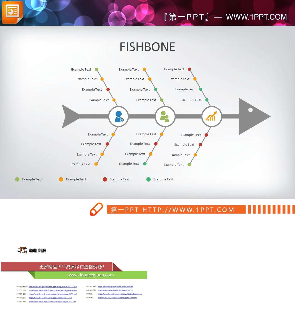 彩色圆点因果分析ppt鱼骨图