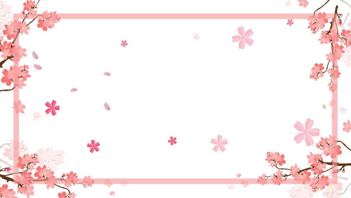 Pink cherry blossom PPT border background picture