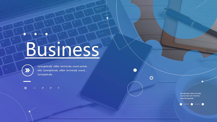 European and American business office PPT template with mobile phone and computer background