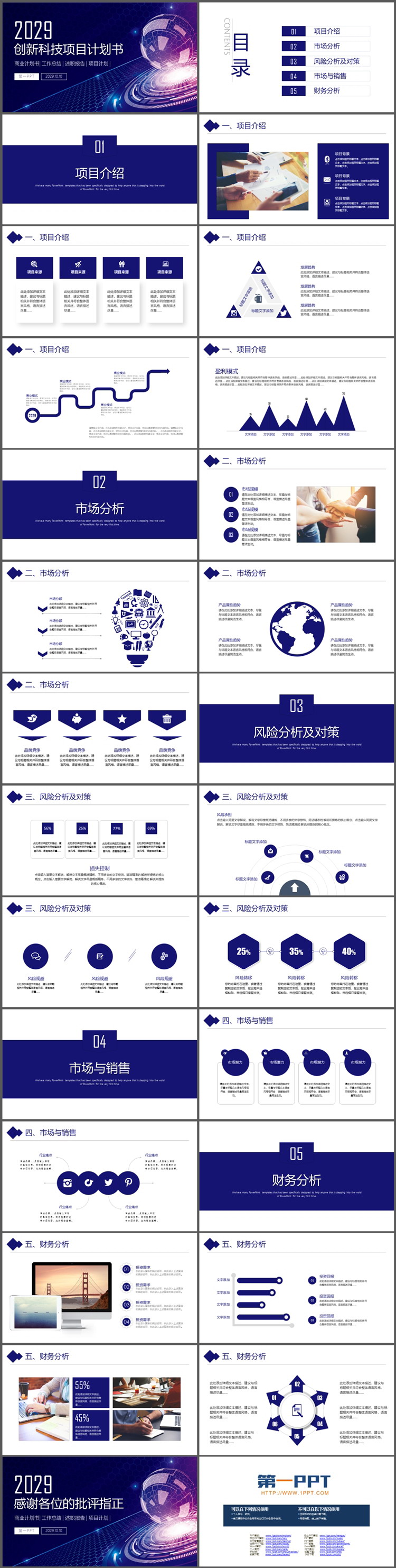 蓝色抽象创新科技项目计划书PPT模板（2）
