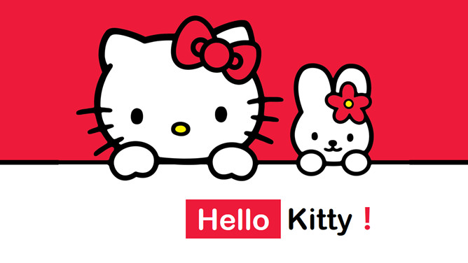 hello Kitty cute kitty cat PPT template