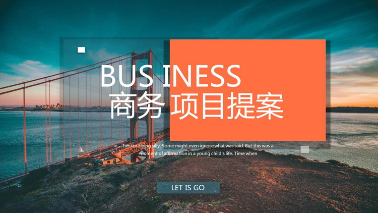 Business proposal PPT template with seaside bridge background