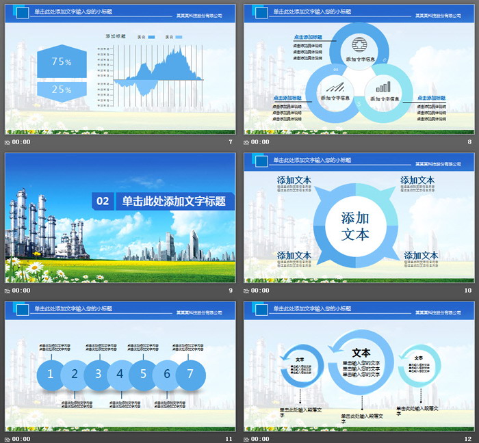 化工厂背景工业PPT模板（3）