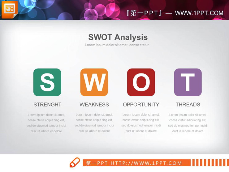 圆角矩形设计的swot分析PPT图表（2）
