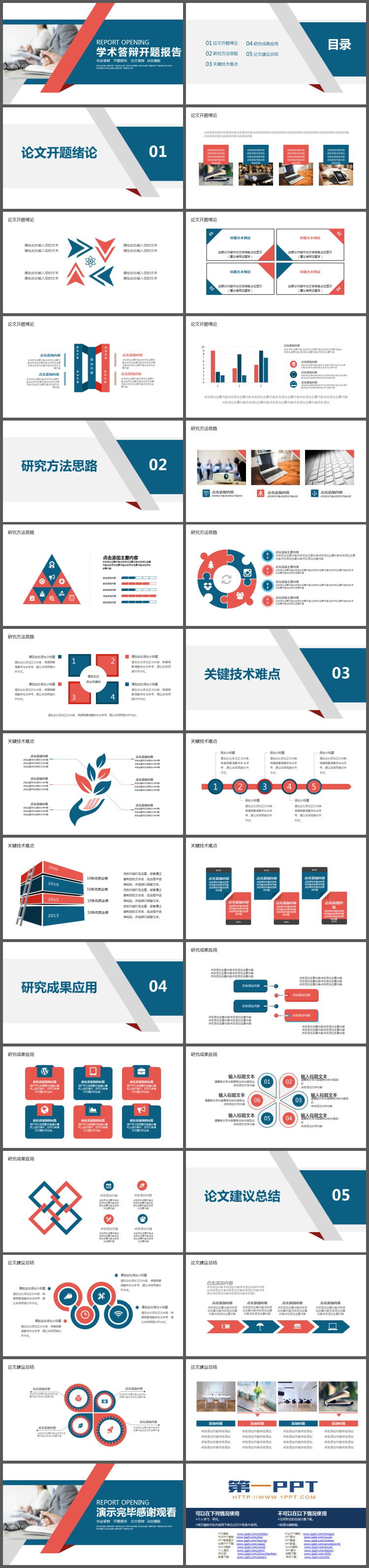 蓝橙配色的学术答辩开题报告PPT模板（2）