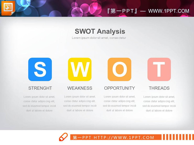 圆角矩形设计的swot分析PPT图表（3）