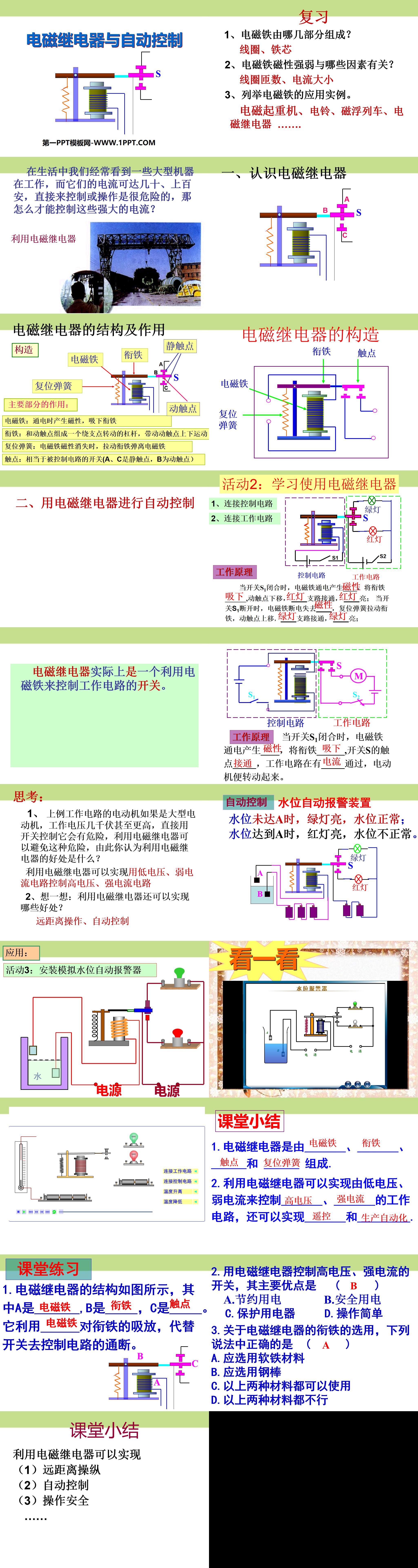 《电磁继电器与自动控制》电磁铁与自动控制PPT课件
（2）