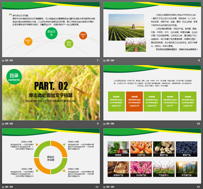 水稻小麦玉米背景的农产品PPT模板（3）