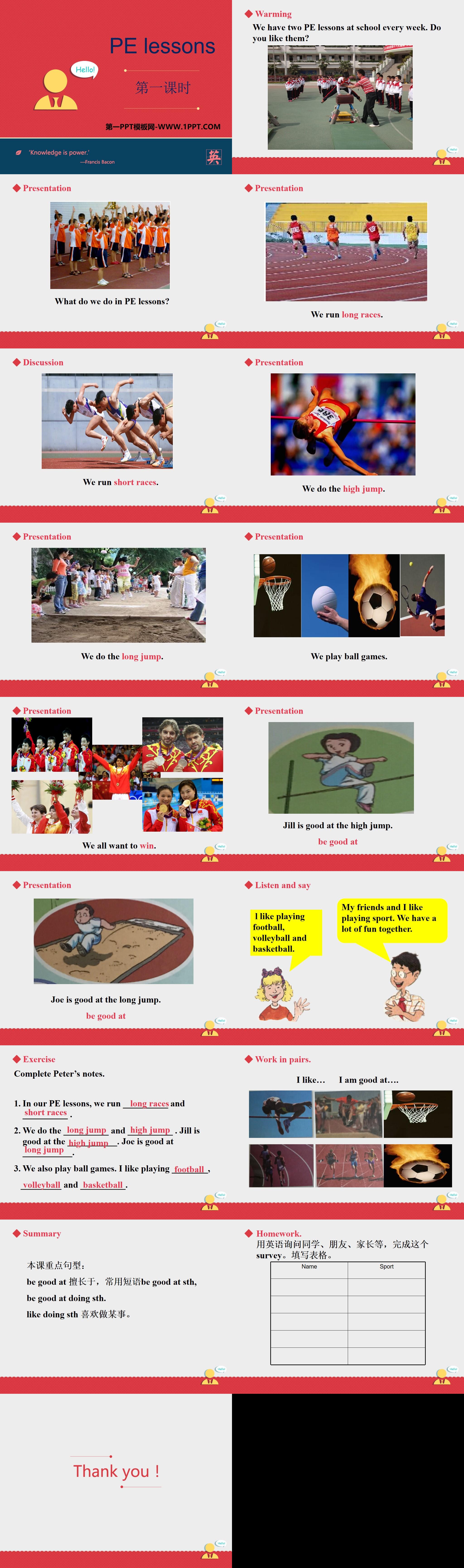 《PE lessons》PPT
（2）