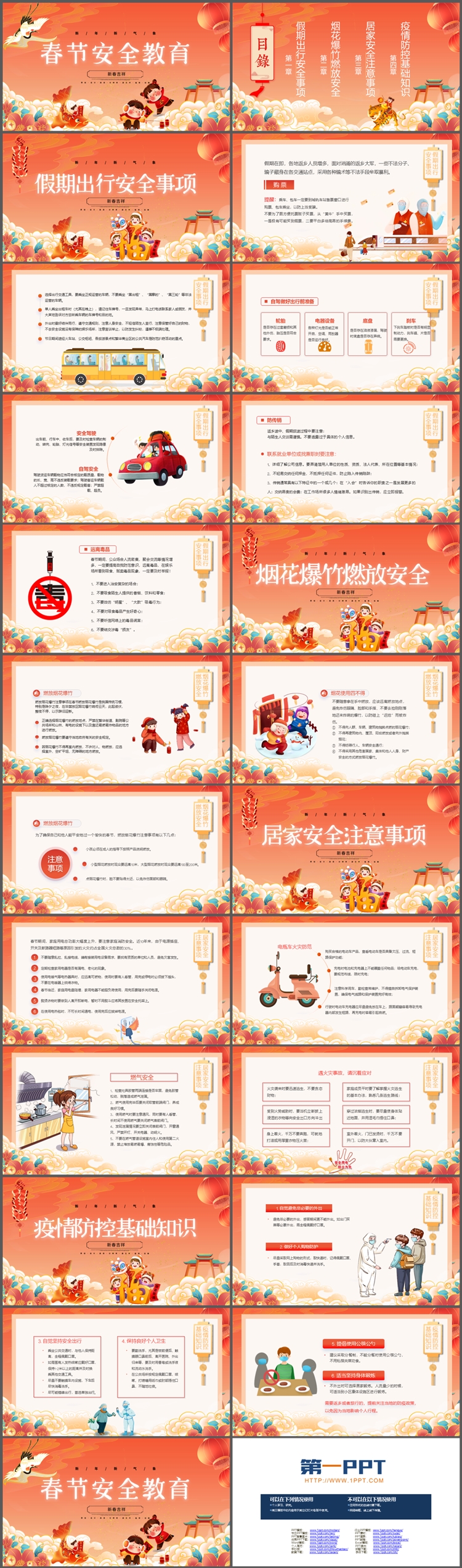 春节安全教育PPT模板免费下载（2）