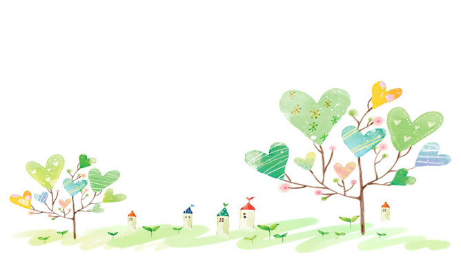 Elegant and cute heart-shaped small tree PPT background