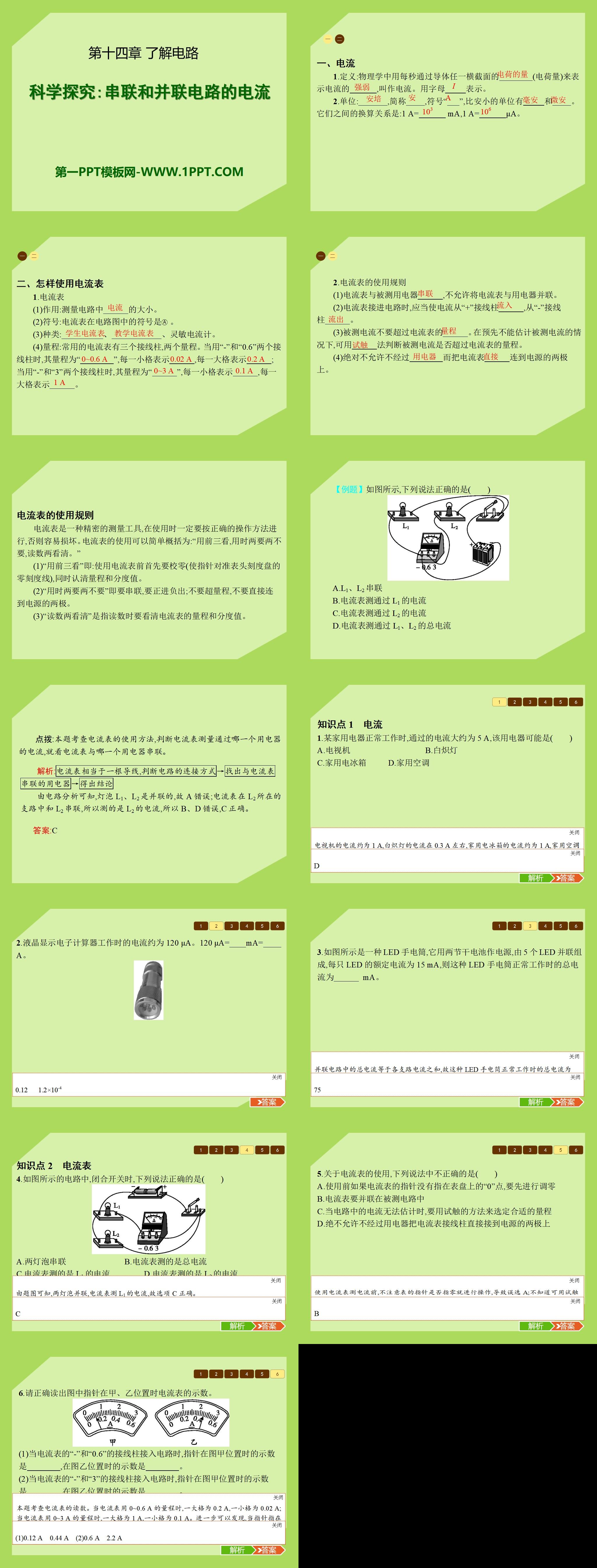 《科学探究：串联和并联电路的电流》了解电路PPT课件2
（2）